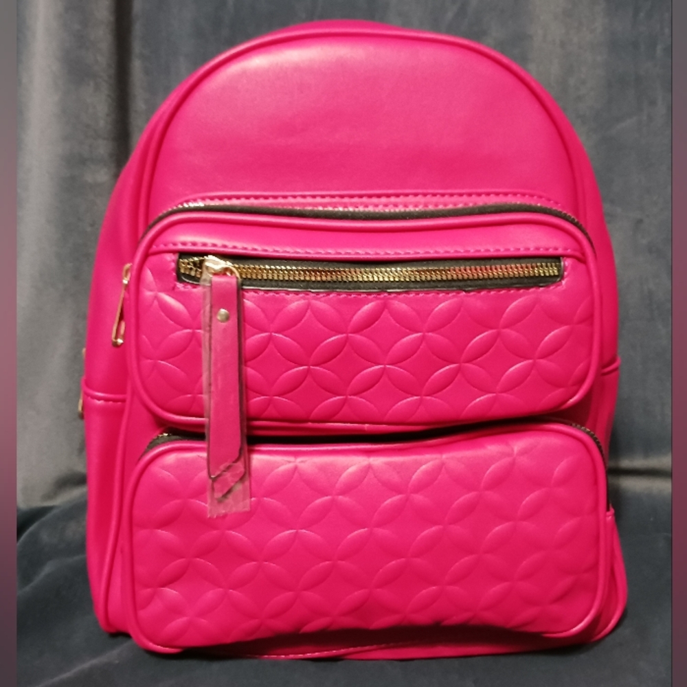 Backpack Vegan Faux Leather Pink New Modern Soft